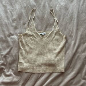 Hunter & Brown Beige and Glitter Ribbed Camisole Top